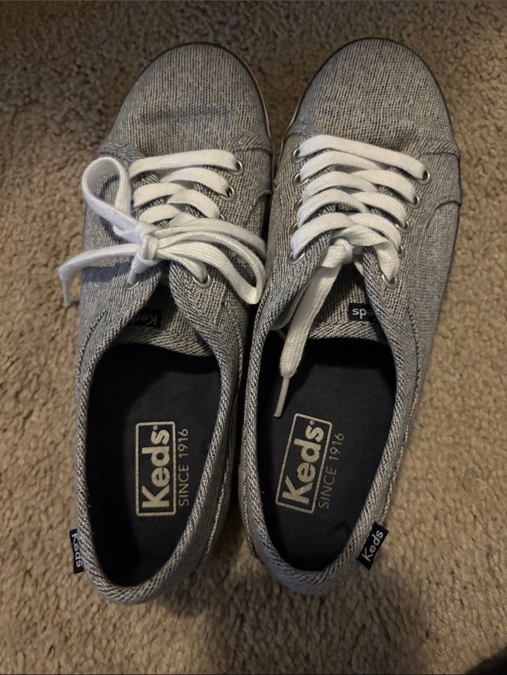 Keds Kids Gray Canvas Lace-Up Sneakers with White Laces